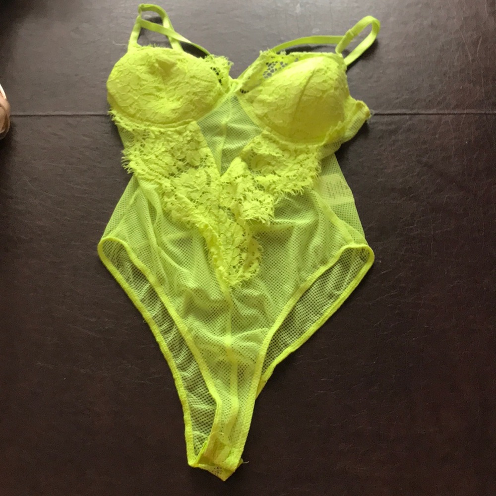 Neon green lace bodysuit